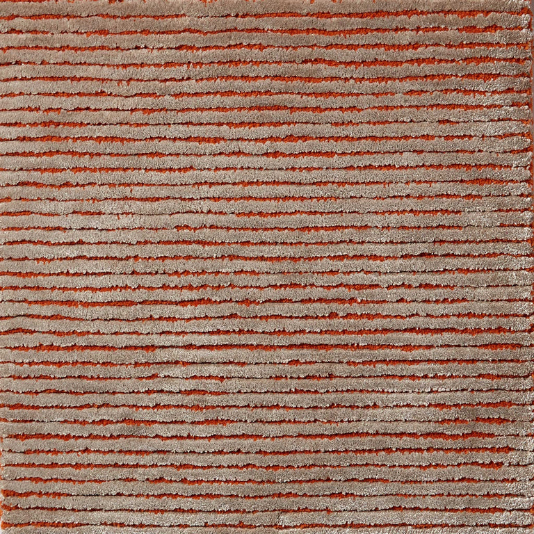 High Low Lines Fine Burnt Orange & Beige Tappeti Rugs